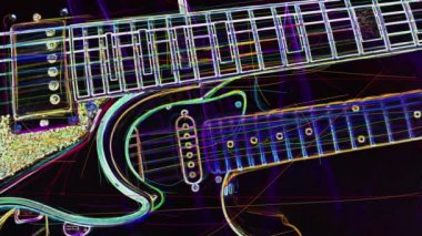 Duvar kağıdı. Renkli neon arkaplan. Neon ışığı gitarı 