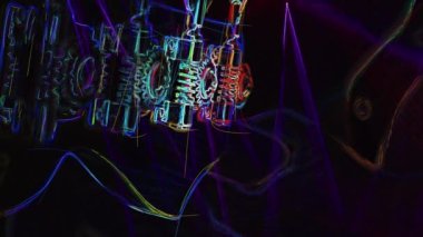 Duvar kağıdı. Renkli neon arkaplan. Neon ışığı gitarı 