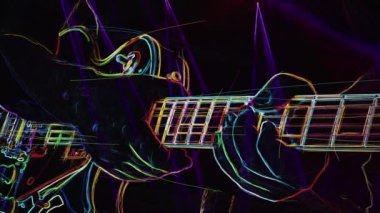 Duvar kağıdı. Renkli neon arkaplan. Neon ışığı gitarı 