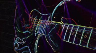 Duvar kağıdı. Renkli neon arkaplan. Neon ışığı gitarı 