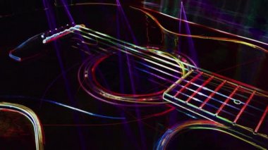 Duvar kağıdı. Renkli neon arkaplan. Neon ışığı gitarı 