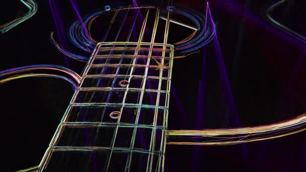 Bakgrund Färg Neon Bakgrund Neonljus Gitarr — Stockvideo
