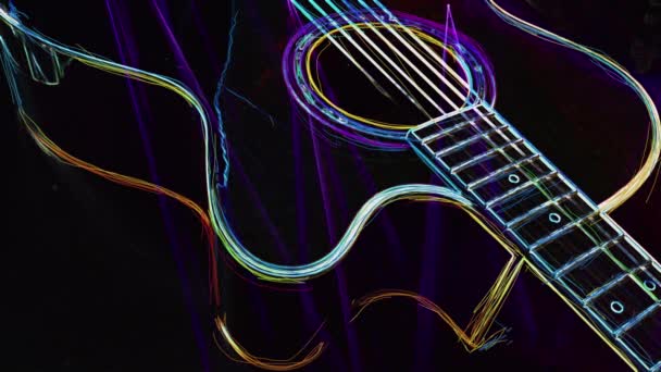Wallpaper Color Neon Background Neon Light Guitar — Stock Video