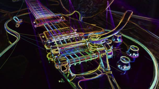壁紙だ ネオンカラーの背景 ネオンギター — ストック動画