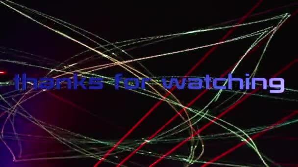 Thanks Watching Text Colored Background Bright Light — Stock Video