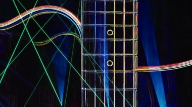 Duvar kağıdı. Renkli neon arkaplan. Neon ışığı gitarı 