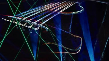 Duvar kağıdı. Renkli neon arkaplan. Neon ışığı gitarı 