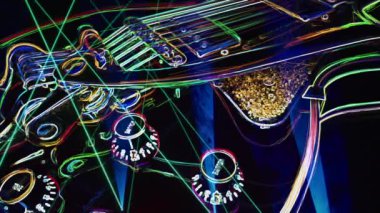 Duvar kağıdı. Renkli neon arkaplan. Neon ışığı gitarı 