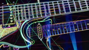 Duvar kağıdı. Renkli neon arkaplan. Neon ışığı gitarı 