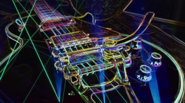 Duvar kağıdı. Renkli neon arkaplan. Neon ışığı gitarı 