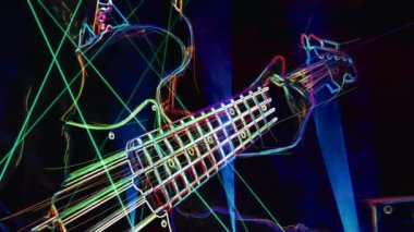 Duvar kağıdı. Renkli neon arkaplan. Neon ışığı gitarı 