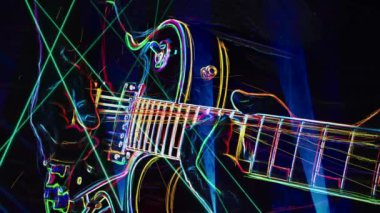 Duvar kağıdı. Renkli neon arkaplan. Neon ışığı gitarı 