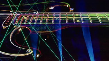 Duvar kağıdı. Renkli neon arkaplan. Neon ışığı gitarı 