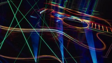 Duvar kağıdı. Renkli neon arkaplan. Neon ışığı gitarı 