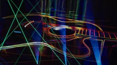 Duvar kağıdı. Renkli neon arkaplan. Neon ışığı gitarı 