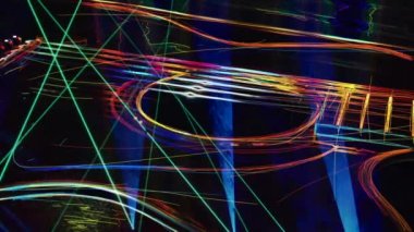 Duvar kağıdı. Renkli neon arkaplan. Neon ışığı gitarı 