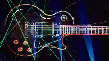 Duvar kağıdı. Renkli neon arkaplan. Neon ışığı gitarı 