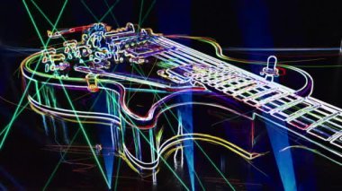Duvar kağıdı. Renkli neon arkaplan. Neon ışığı gitarı 