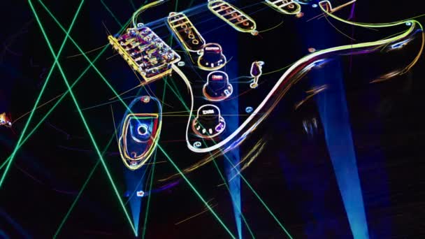 Behang Kleur Neon Achtergrond Neon Lichte Gitaar — Stockvideo