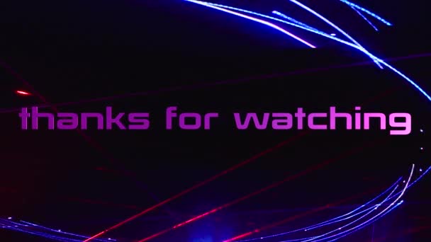 Thanks Watching Text Colored Background Bright Light — Stock Video