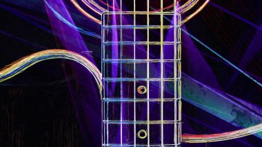 Duvar kağıdı. Renkli neon arkaplan. Neon ışığı gitarı 