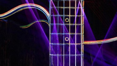 Duvar kağıdı. Renkli neon arkaplan. Neon ışığı gitarı 