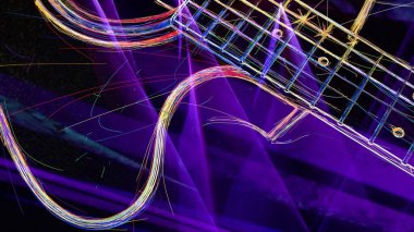 Duvar kağıdı. Renkli neon arkaplan. Neon ışığı gitarı 