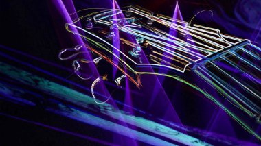 Duvar kağıdı. Renkli neon arkaplan. Neon ışığı gitarı 