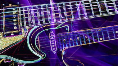 Duvar kağıdı. Renkli neon arkaplan. Neon ışığı gitarı 