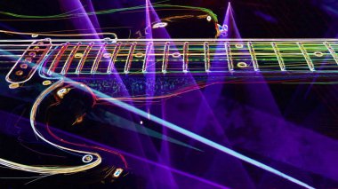 Duvar kağıdı. Renkli neon arkaplan. Neon ışığı gitarı