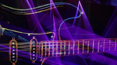 Duvar kağıdı. Renkli neon arkaplan. Neon ışığı gitarı