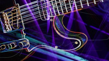 Duvar kağıdı. Renkli neon arkaplan. Neon ışığı gitarı