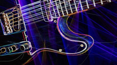 Duvar kağıdı. Renkli neon arkaplan. Neon ışığı gitarı