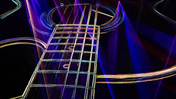 Duvar Kağıdı Renkli Neon Arkaplan Neon Işığı Gitarı — Stok fotoğraf