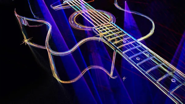 Wallpaper Color Neon Background Neon Light Guitar — Stock Photo, Image