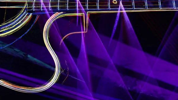 Bakgrund Färg Neon Bakgrund Neonljus Gitarr — Stockfoto