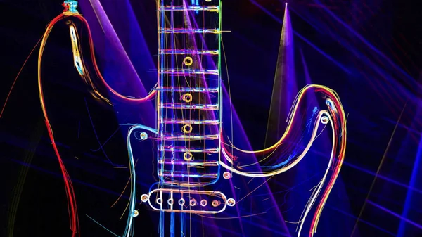 Wallpaper . Color neon background  . Neon light guitar