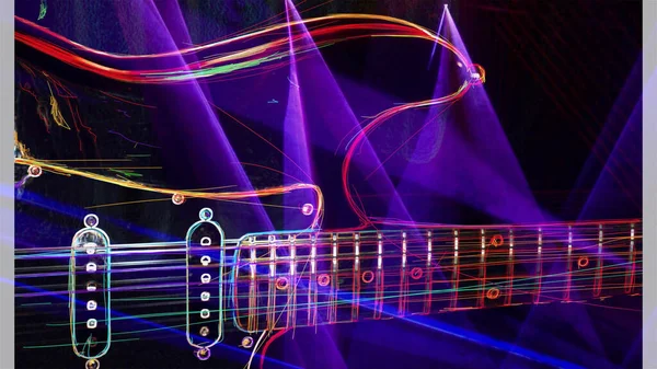 Wallpaper Color Neon Background Neon Light Guitar — Stock Photo, Image