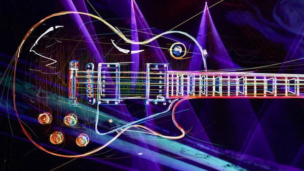 Duvar kağıdı. Renkli neon arkaplan. Neon ışığı gitarı