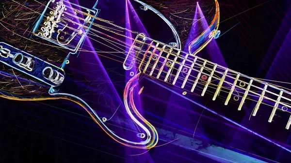 Bakgrund Färg Neon Bakgrund Neonljus Gitarr — Stockfoto