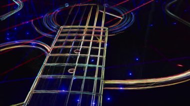 Duvar kağıdı. Renkli neon arkaplan. Neon ışığı gitarı