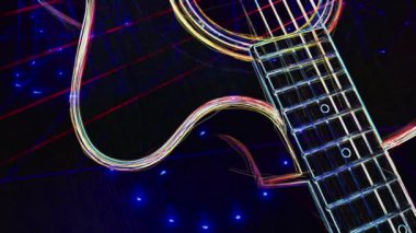 Duvar kağıdı. Renkli neon arkaplan. Neon ışığı gitarı