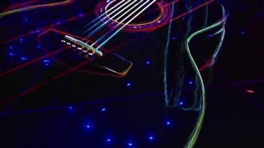 Duvar kağıdı. Renkli neon arkaplan. Neon ışığı gitarı
