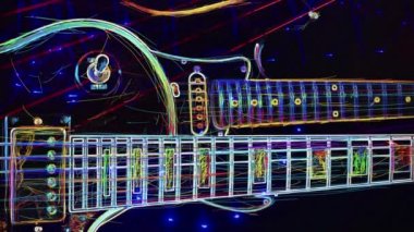 Duvar kağıdı. Renkli neon arkaplan. Neon ışığı gitarı