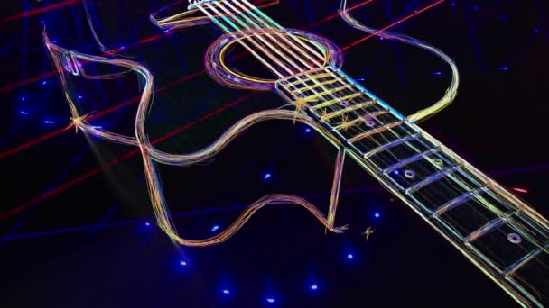 Tapeta Pozadí Barevného Neonu Neonová Světelná Kytara — Stock video