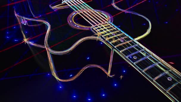 Fondo Pantalla Color Fondo Neón Guitarra Ligera Neón — Vídeos de Stock