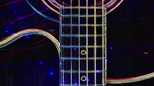 Wallpaper Warna Latar Belakang Neon Gitar Cahaya Neon — Stok Video