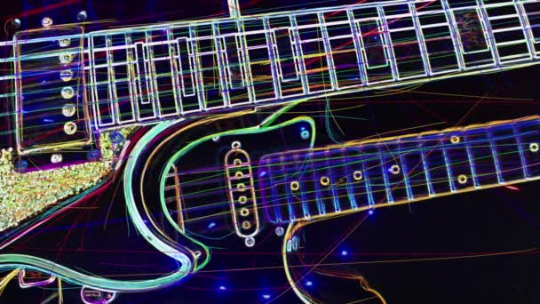 Wallpaper Color Neon Background Neon Light Guitar — Stock Video