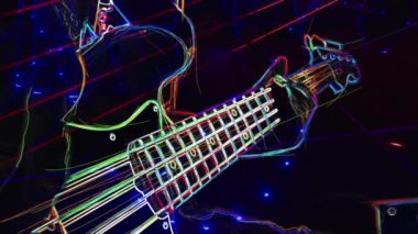 Duvar kağıdı. Renkli neon arkaplan. Neon ışığı gitarı 