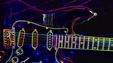 Duvar kağıdı. Renkli neon arkaplan. Neon ışığı gitarı 